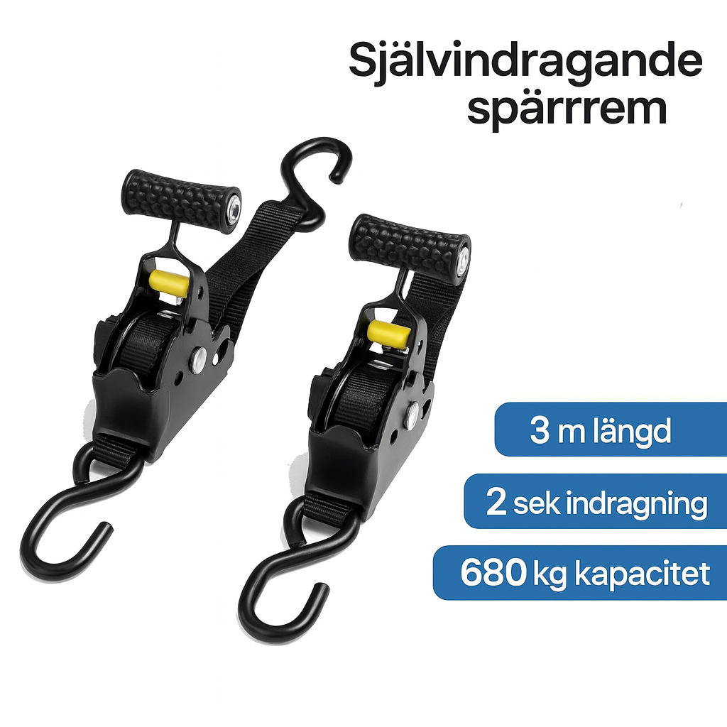 Xstrap - självupprullande spännband med spärrhake