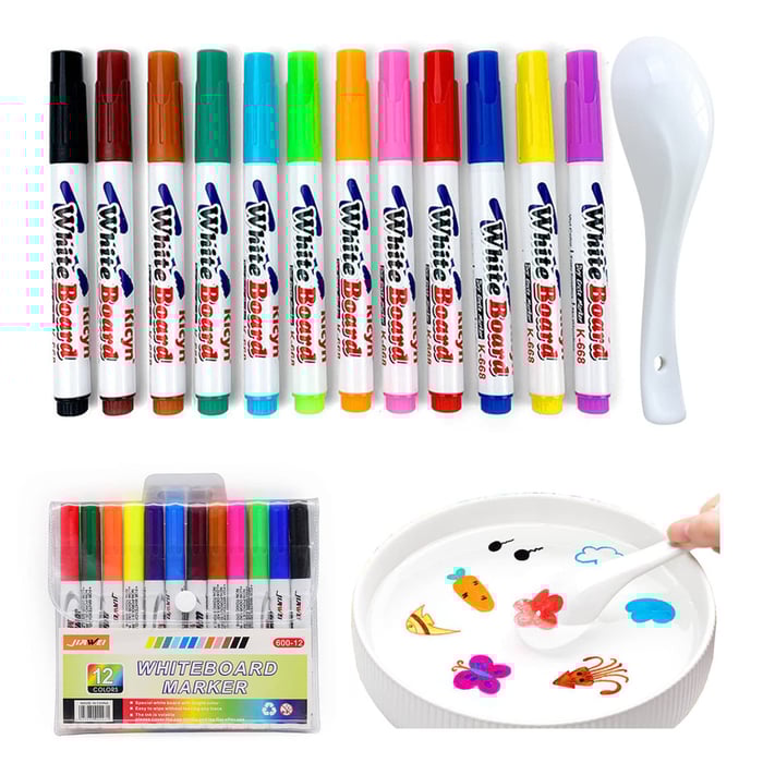 Magiska tuschpennor ritar på vatten