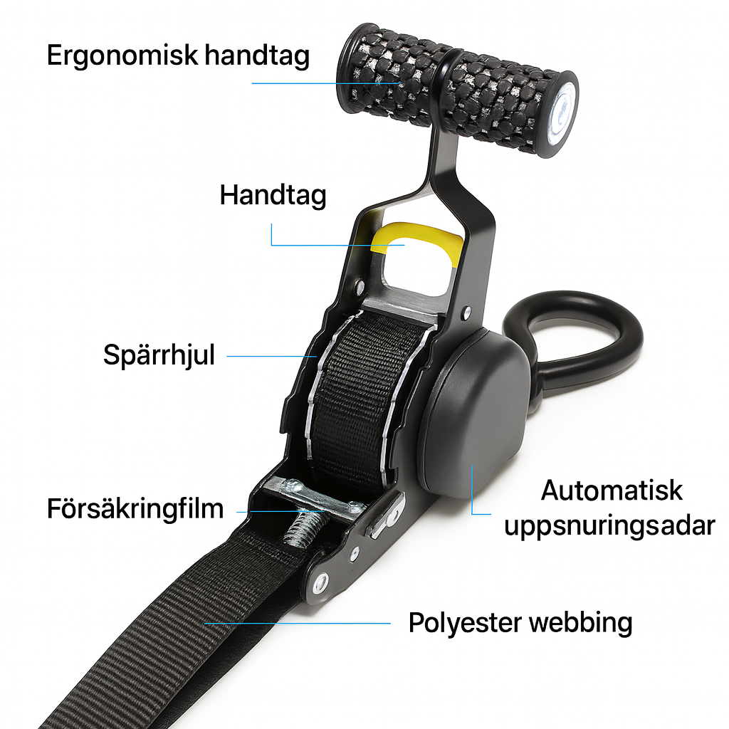 Xstrap - självupprullande spännband med spärrhake