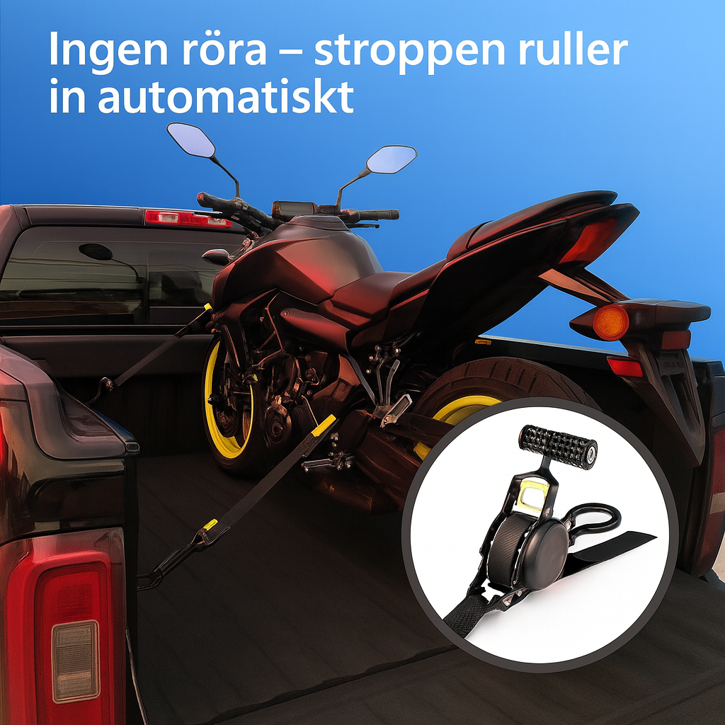 Xstrap - självupprullande spännband med spärrhake