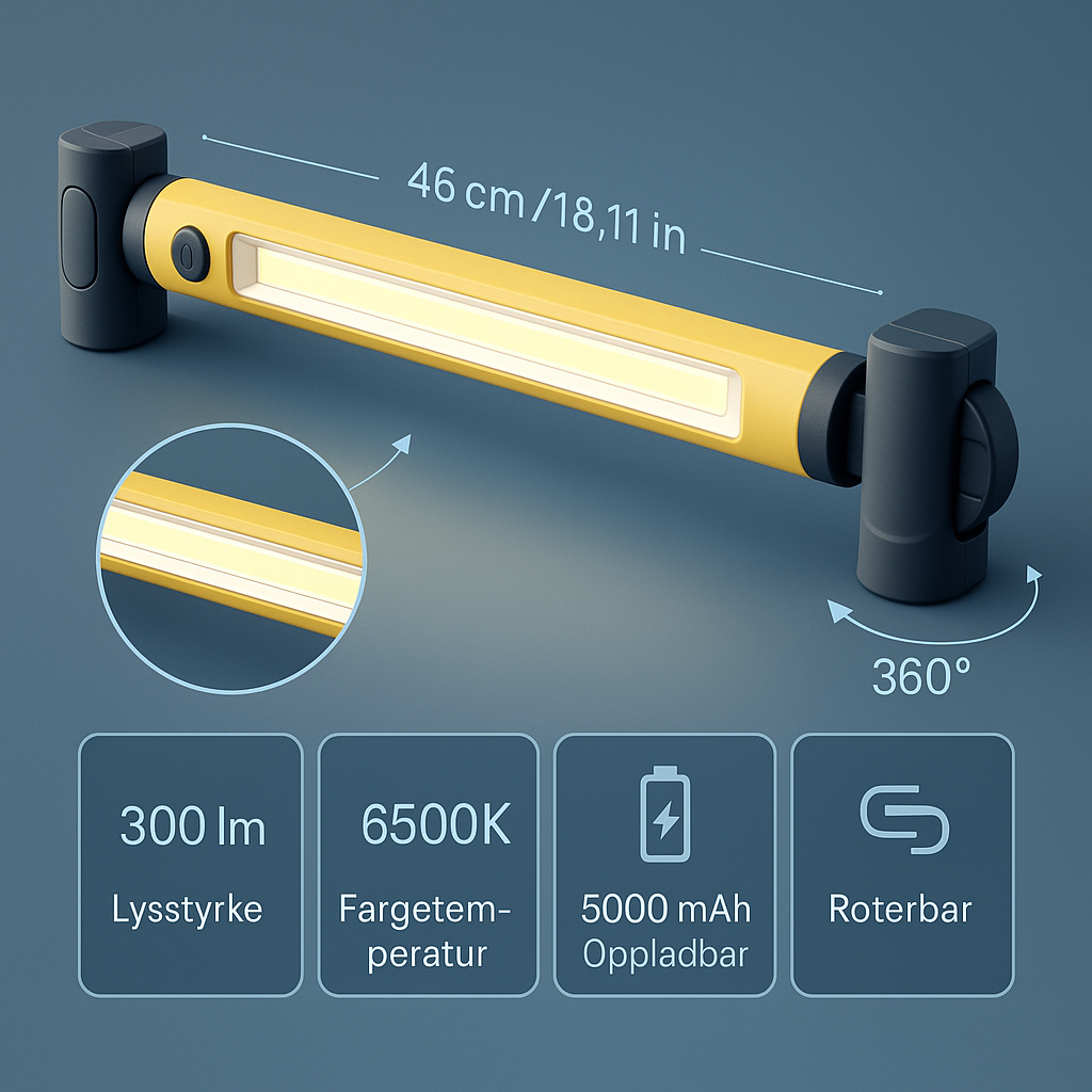 Ljusstark magnetisk uppladdningsbar arbetslampa