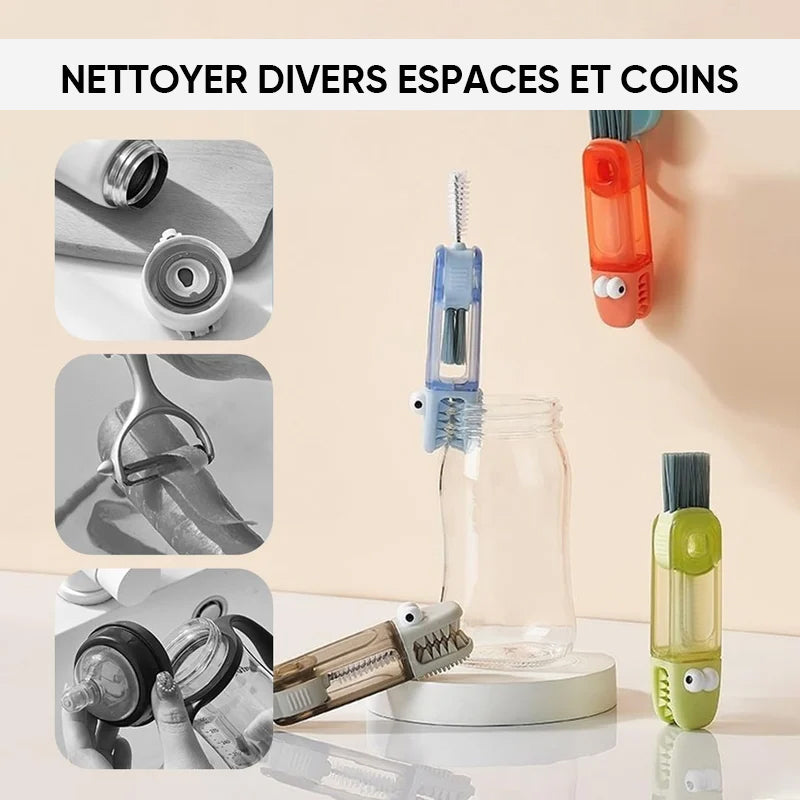 4-i-1 flexibel flaskborste för trånga utrymmen